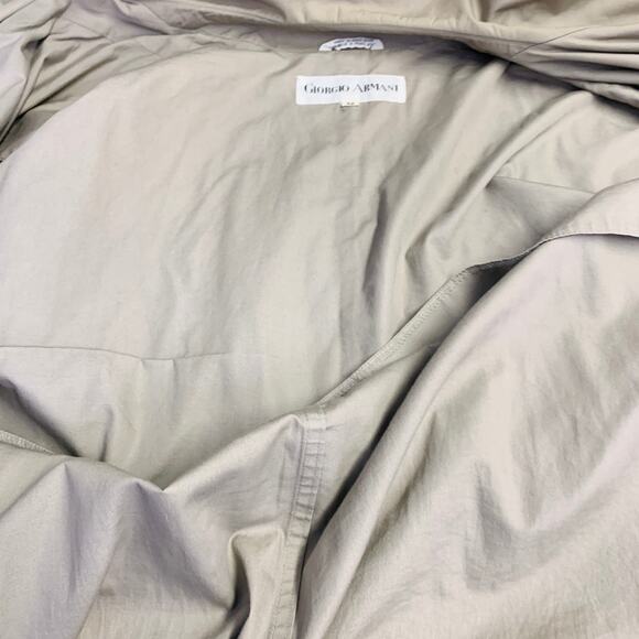GIORGIO ARMANI Vintage Size L Khaki Cotton Open Front Belted Trenchcoat - Picture 10 of 11